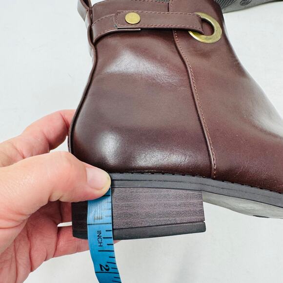 Ann Taylor Womens Ankle Leather Boots Round Toe Cherry Zipped Sides Sz 6.5 - Picture 14 of 15